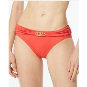 Michael Kors Women's Orange Belted Bikini Bottoms L NWT